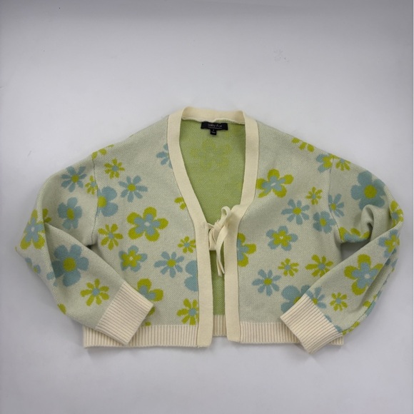Witty Fox floral Green and Blue crop cardigan - Picture 7 of 7